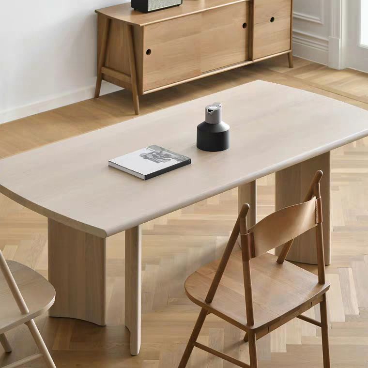 Mesa de madera de ceniza moderna para mesa de cocina rectangular de restaurantes con 4 patas