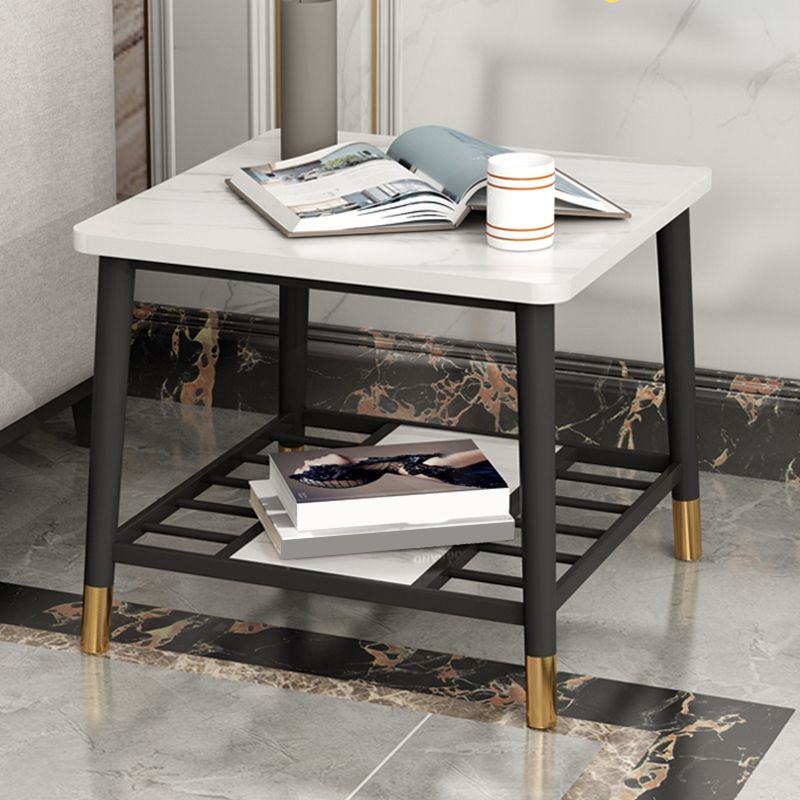 4 Legs Metal End Table Luxurious Stone Top Side End Snack Table Clearhalo 'Coffee & Accent Tables' 'End & Side Tables' 'end_side_tables' 'furn' 'furn_end_side_tables' 'Furniture' 'Living Room Furniture' 1200x1200_d60d7538-ee83-4c3c-964c-a1aac50d8467