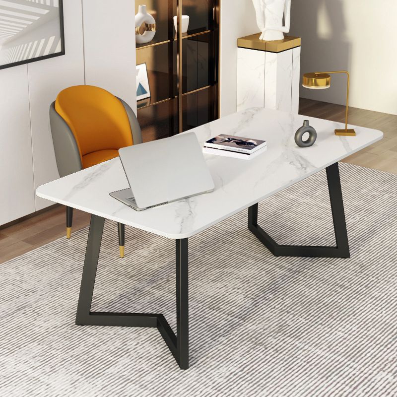 Escritorio de oficina curvo escritorio de computadora de acabado antiguo con patas de metal