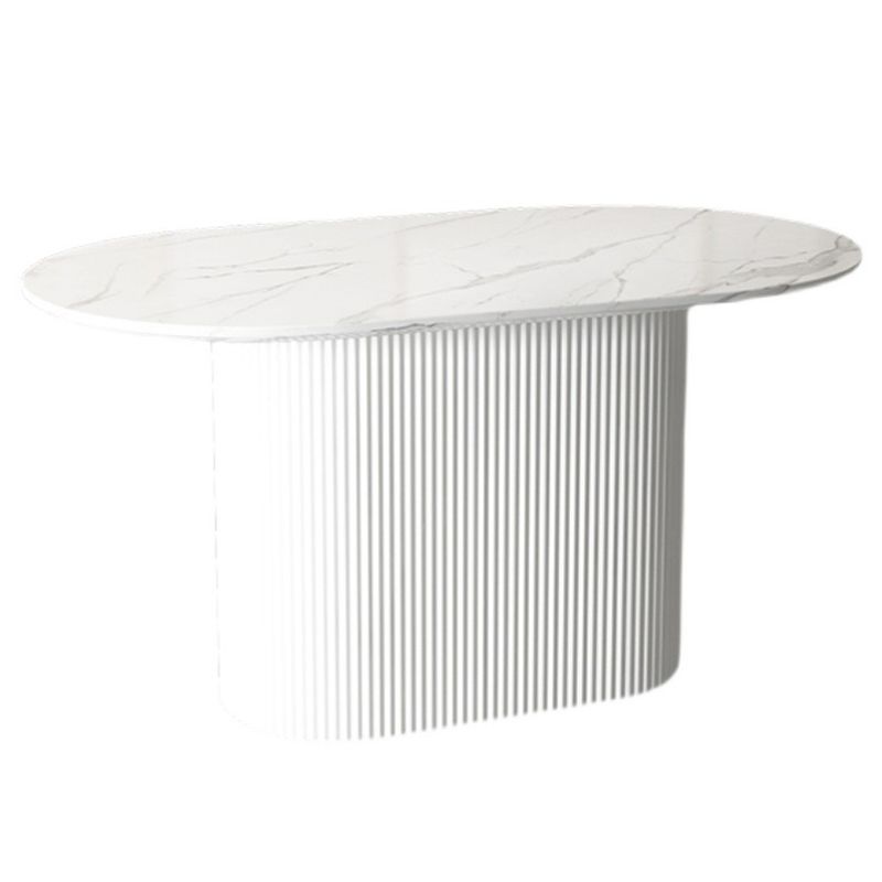 White Top Dining Table Contemporary Oval Dining Table with Pedestal Base Clearhalo 'Dining Tables & Seating' 'Dining Tables' 'dining_table' 'furn' 'furn_dining_table' 'Furniture' 'Kitchen & Dining Furniture' 1200x1200_d60fa92c-c1bf-4eef-9a2e-22422968bf0d