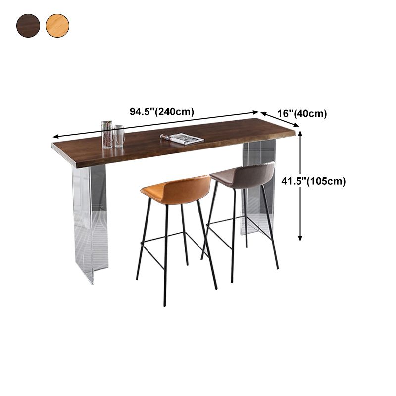Restaurant Rectangle Wood Top Counter Table Acrylic Base Modern Bar Table Clearhalo 'Bar Furniture' 'Bar Tables' 'bar_tables' 'furn' 'furn_bar_tables' 'Furniture' 'furniture_bar_tables' 'Kitchen & Dining Furniture' 1200x1200_d6109d28-612d-4dbc-9c5f-6d88018ec177