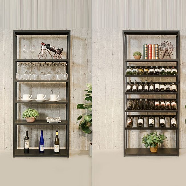 Botella de vino moderna y rejilla de vidrio Rack de vino de metal con estante