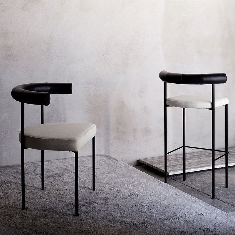 Glam Metal Dining Room Chair Open Back Dining Side Chair in Black Clearhalo 'Dining Chairs' 'Dining Tables & Seating' 'dining_chair' 'furn' 'furn_dining_chair' 'Furniture' 'furniture_dining_chair' 'Kitchen & Dining Furniture' 1200x1200_d6130da7-244b-4d30-a7e3-d45002b85781