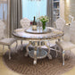 Metal Traditional Luxury Round Dining Table Marble Top Dining Table with Pedestal Base Clearhalo ' dining_table' 'Dining Tables & Seating' 'Dining Tables' 'furn' 'furn_dining_table' 'Furniture' 'furniture_dining_table' 'Kitchen & Dining Furniture' 'kitchen&dining_furn' 'kitchen' 'kitchen_dining_table' 1200x1200_d6141c2e-51ff-4133-8c18-3203d0a5072d