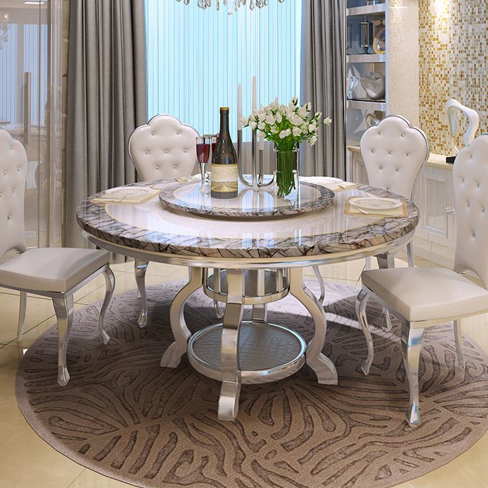 Metal Traditional Luxury Round Dining Table Marble Top Dining Table with Pedestal Base Clearhalo ' dining_table' 'Dining Tables & Seating' 'Dining Tables' 'furn' 'furn_dining_table' 'Furniture' 'furniture_dining_table' 'Kitchen & Dining Furniture' 'kitchen&dining_furn' 'kitchen' 'kitchen_dining_table' 1200x1200_d6141c2e-51ff-4133-8c18-3203d0a5072d