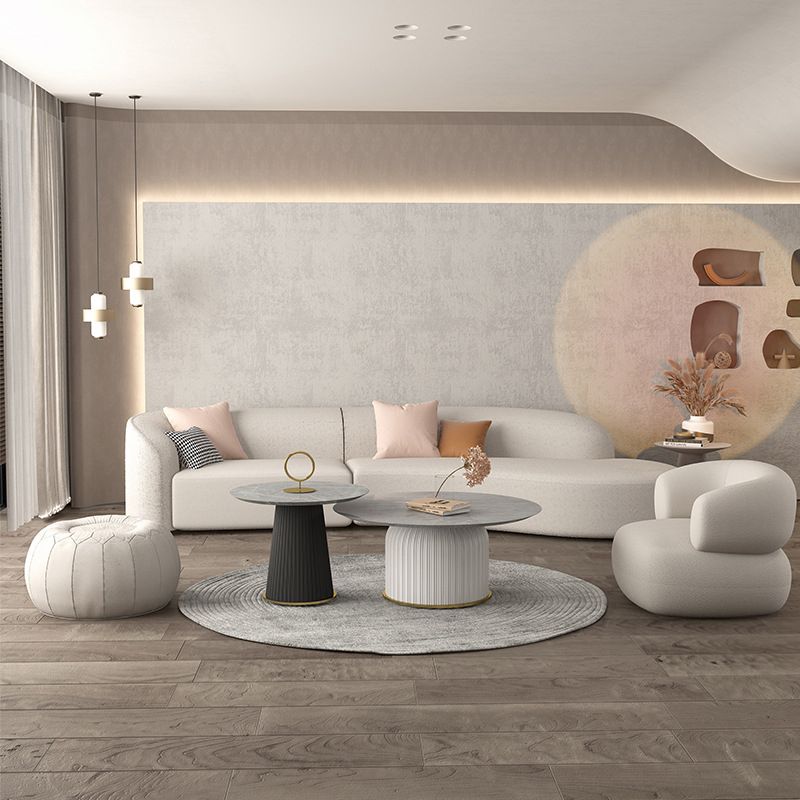 Contemporary Fabric/Faux Leather Tight Back Sofa Tuxedo Arm Curved Seating Clearhalo 'furn' 'furn_sofas' 'Furniture' 'Living Room Furniture' 'Sofa' 'sofas' 1200x1200_d61473b7-b6ca-4475-ac6b-7393ee4c6fe6