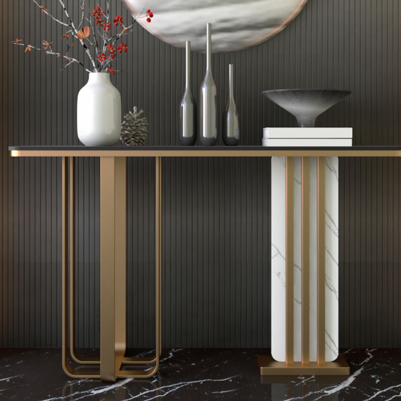 Tabla de acento de Glam Rectangular de 31.5 pulgadas de altura Mesa de consola de piedra