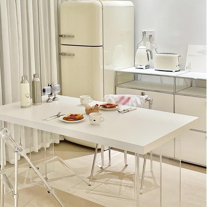 Simple Style Dining Table Acrylic Legs Table Home Rectangle Dining Table Clearhalo 'Dining Tables & Seating' 'Dining Tables' 'dining_table' 'furn' 'furn_dining_table' 'Furniture' 'furniture_dining_table' 'Kitchen & Dining Furniture' 1200x1200_d615165e-2b68-42b9-a446-f77c1161b4c7