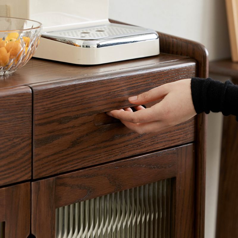 Espresso Solid Wood Dining Server Modern Glass Door with 2 Drawers Clearhalo 'buffet_sideboard' 'Buffets & Sideboards' 'furn' 'furn_buffet_sideboard' 'Furniture' 'Kitchen & Dining Furniture' 1200x1200_d617478a-3670-4a58-b2ee-a9aee3a099b0