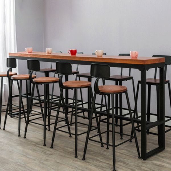 Pine Wood Bar Dining Table Industrial Bar Table with Black Trestle Base Clearhalo 'Bar Furniture' 'Bar Tables' 'bar_tables' 'furn' 'furn_bar_tables' 'Furniture' 'furniture_bar_tables' 'Kitchen & Dining Furniture' 1200x1200_d6185b97-8452-48e3-8921-20002ff75a5a