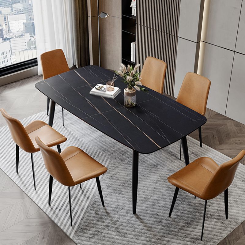 Industrial Home Sintered Stone Scratch Resistant Dining Table 4 Legs Base Rectangle Table Clearhalo ' dining_table' 'Dining Tables & Seating' 'Dining Tables' 'furn' 'furn_dining_table' 'Furniture' 'furniture_dining_table' 'Kitchen & Dining Furniture' 'kitchen&dining_furn' 'kitchen' 'kitchen_dining_table' 1200x1200_d618b938-f101-4c7d-aa76-71c0f34b1e28