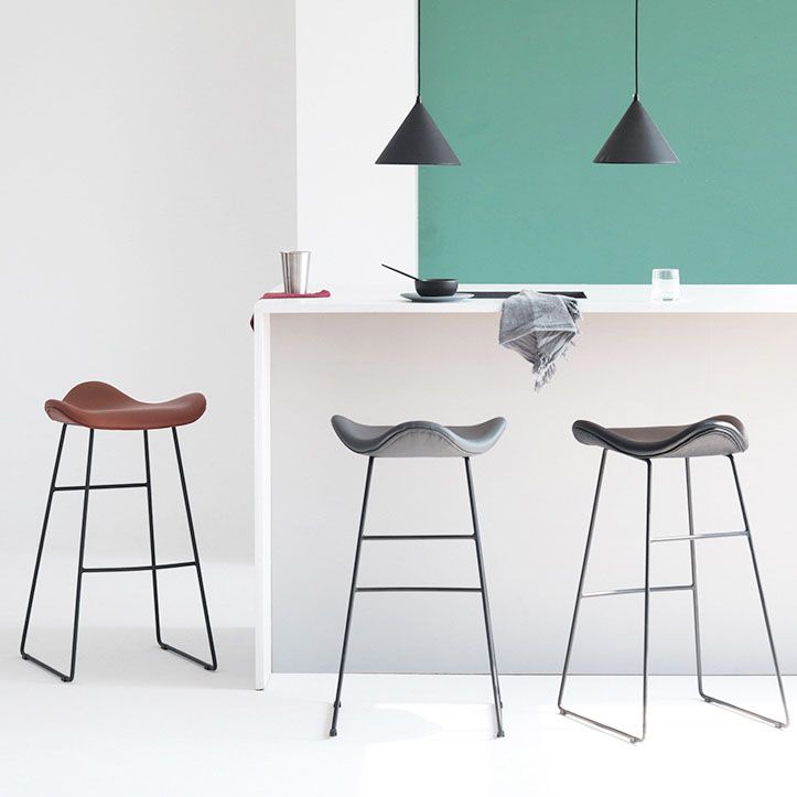 Tabouret de bar en cuir PU industriel tabouret arrière basse avec base en métal