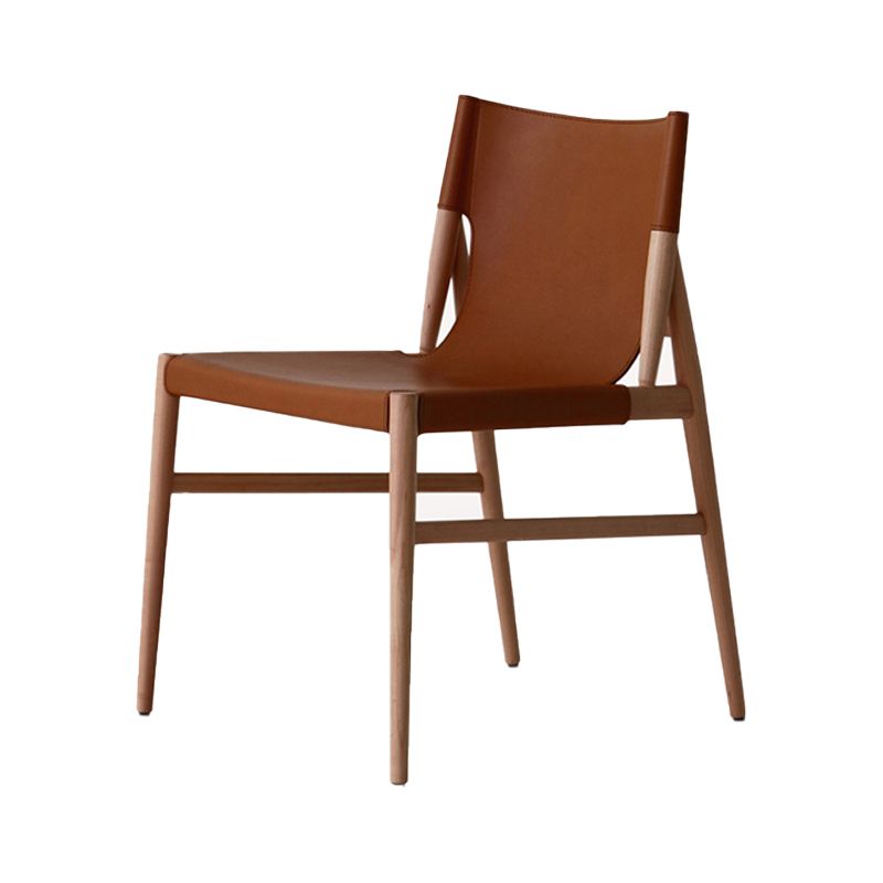 Designer Style Restaurant Solid Back Side Chair Leather Brown Dining Chair Clearhalo ' kitchen&dining_furn' 'Dining Chairs' 'Dining Tables & Seating' 'dining_chair' 'furn' 'furn_dining_chair' 'Furniture' 'furniture_dining_chair' 'Kitchen & Dining Furniture' 'kitchen' 1200x1200_d61b885b-0b3b-431f-9771-ef6647b187f1