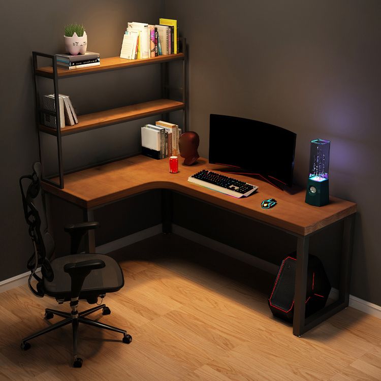 Rectangular Corner Writing Desk Solid Wood Office Desk with Iron Legs for Bedroom Clearhalo 'furn' 'furn_office_desk' 'Furniture' 'Office Desks' 'Office Furniture' 'office_desk' 1200x1200_d61c7b85-fafd-4422-b35d-0da18f37acb8