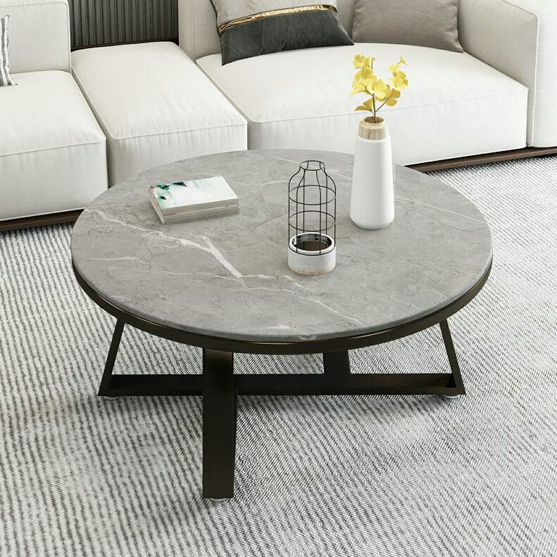 17.7" Tall Modern Cross Leg Cocktail Table Slate Round Top Coffee Table Clearhalo 'Coffee & Accent Tables' 'Coffee Tables' 'coffee_tables' 'Furniture' 'furniture_coffee_tables' 'Living Room Furniture' 1200x1200_d61da551-286e-4531-9f3b-01c5aa809973