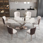Metal Traditional Luxury Rectangle Table Sintered Stone Top Table with Pedestal