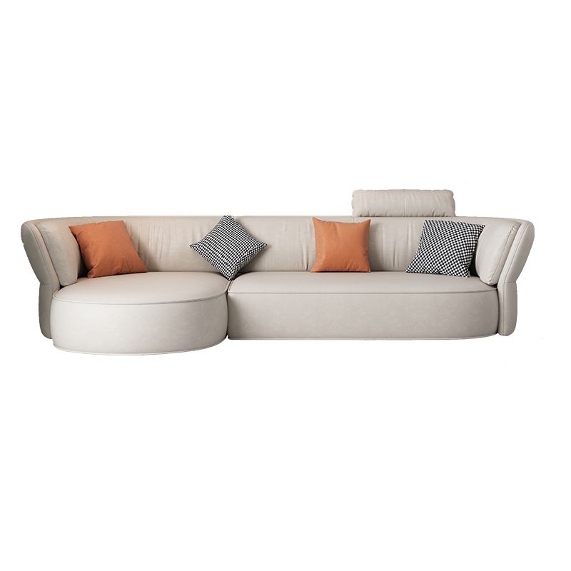 Beige Stain-Resistant Faux Leather Pillow Top Arm Sectional for Living Room Clearhalo 'furn' 'furn_sectionals' 'Furniture' 'furniture_sectionals' 'kitchen' 'kitchen_sectionals' 'Living Room Furniture' 'Sectionals' 1200x1200_d621ddf5-1baf-487a-8dd2-95cfbb39c345