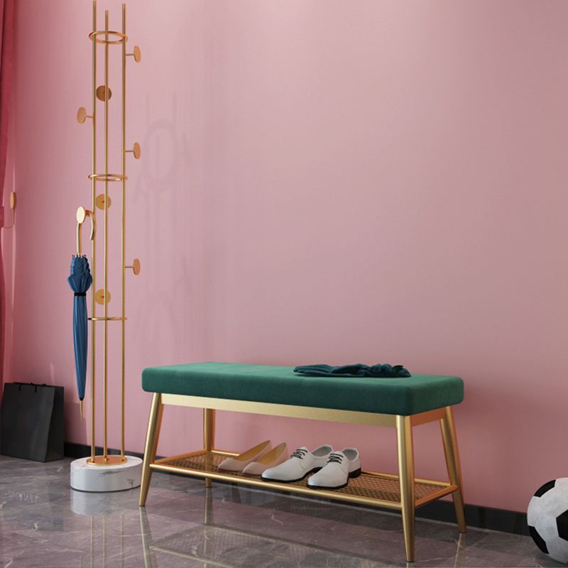 Banc d'entrée moderne banc de siège en métal rembourré avec rangement de chaussures