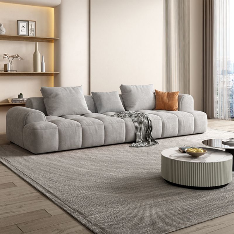 Moderne stijl sofa suède materiaal ingebed armleuning kussen achterbank bede