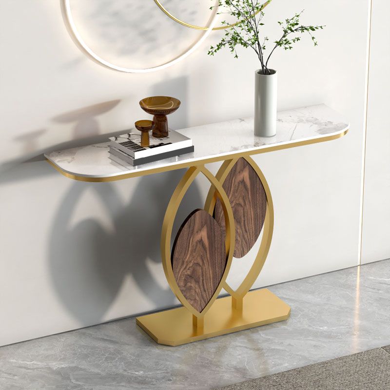 Tavolo di accento moderno largo 12 pollici a forma di mezza luna tavolo in metallo per sala