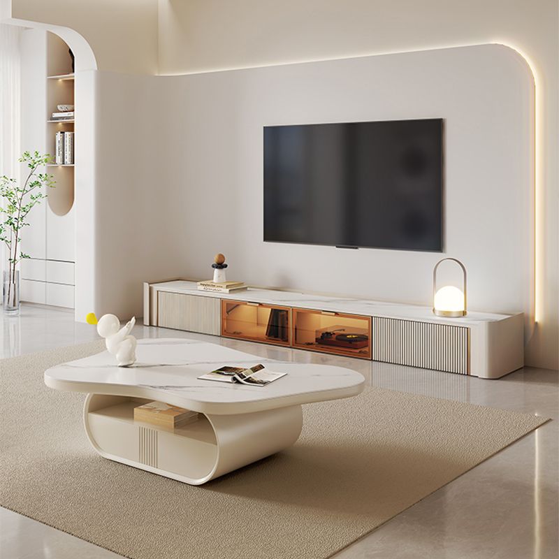 Abstract Coffee o End Table Slate con cassetti di stoccaggio geometrici