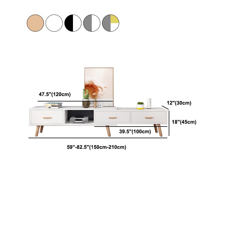 12" - Brede houten tv-standaard, verschuifbare Scandinavische tv-console met 2/3/4 lades
