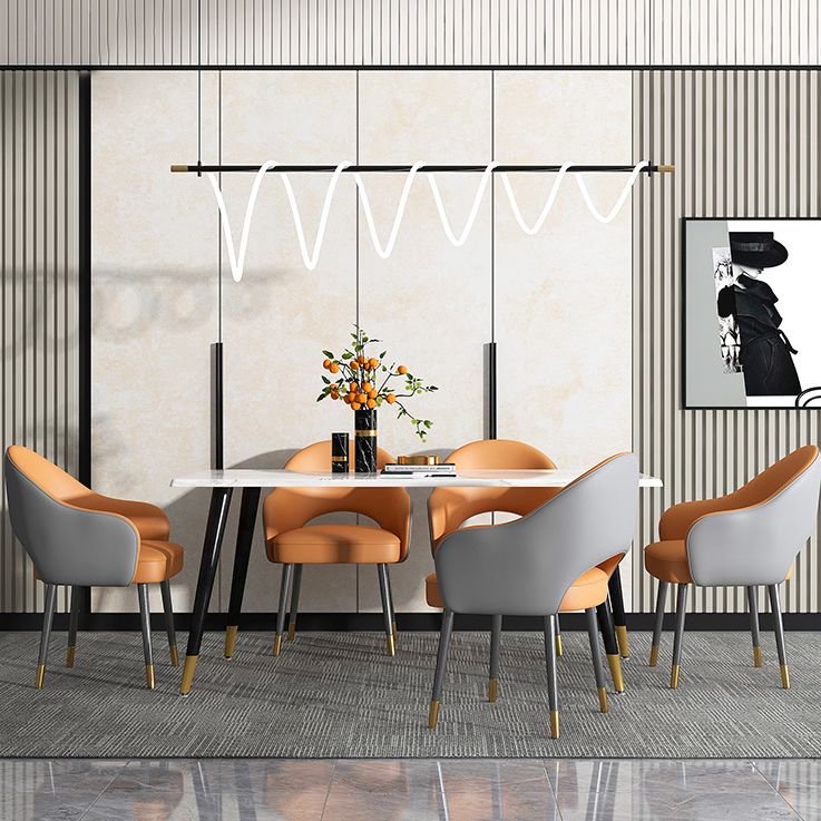 Glam Metal Dining Arm Chair Open Back Single Dining Side Chair for Restaurant Clearhalo ' kitchen&dining_furn' 'Dining Chairs' 'Dining Tables & Seating' 'dining_chair' 'furn' 'furn_dining_chair' 'Furniture' 'furniture_dining_chair' 'Kitchen & Dining Furniture' 'kitchen' 1200x1200_d6283fba-6691-4d71-a66e-c366332153b8