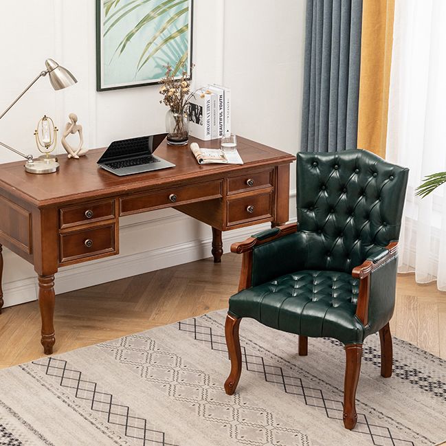 Victorian Dining Arm Chair Solid Back Side Chair with 4 Wood Legs for Home Use Clearhalo ' kitchen&dining_furn' 'Dining Chairs' 'Dining Tables & Seating' 'dining_chair' 'furn' 'furn_dining_chair' 'Furniture' 'furniture_dining_chair' 'Kitchen & Dining Furniture' 'kitchen' 1200x1200_d628a541-a705-4235-88b1-75ed019af0ac