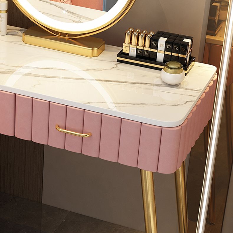 Scrivania per il trucco a specchio illuminato in piedi set di vanità per trucco con cassetto