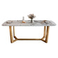 Traditional Luxury Sintered Stone Top Dining Table Rectangle Table with Gold Trestle Base Clearhalo ' dining_table' 'Dining Tables & Seating' 'Dining Tables' 'furn' 'furn_dining_table' 'Furniture' 'furniture_dining_table' 'Kitchen & Dining Furniture' 'kitchen&dining_furn' 'kitchen' 'kitchen_dining_table' 1200x1200_d62980bd-b295-46aa-8532-cb4ef734d65a