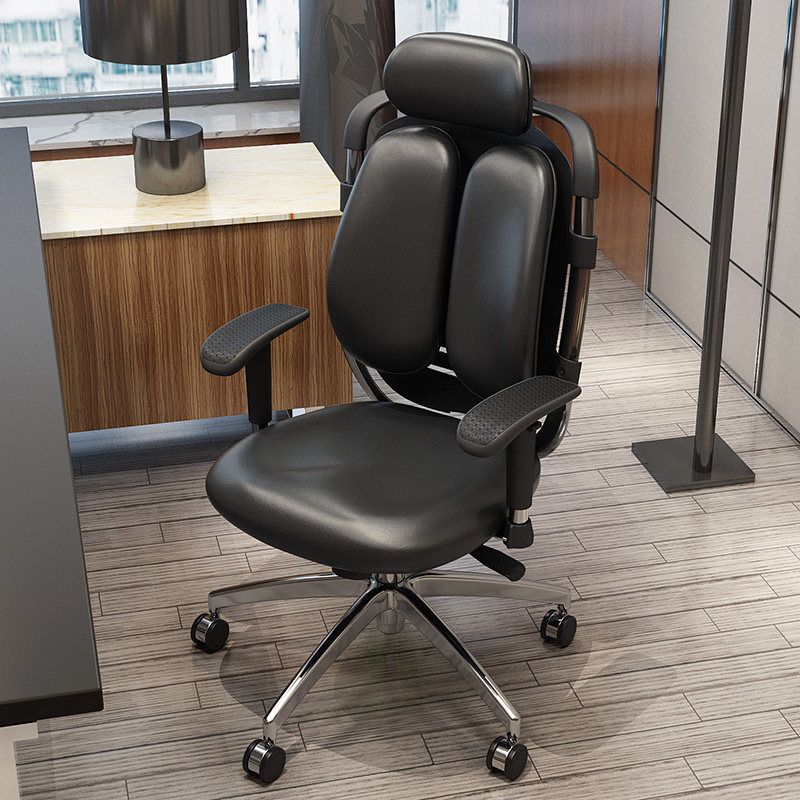 Contemporary Office Chair Leather Computer Chair Ergonomic Task Chair Clearhalo 'furn' 'furn_office_chair' 'Furniture' 'Office Chairs' 'Office Furniture' 'office_chair' 1200x1200_d6298d4f-9b92-4bf4-8cde-d5f53dd1e53c