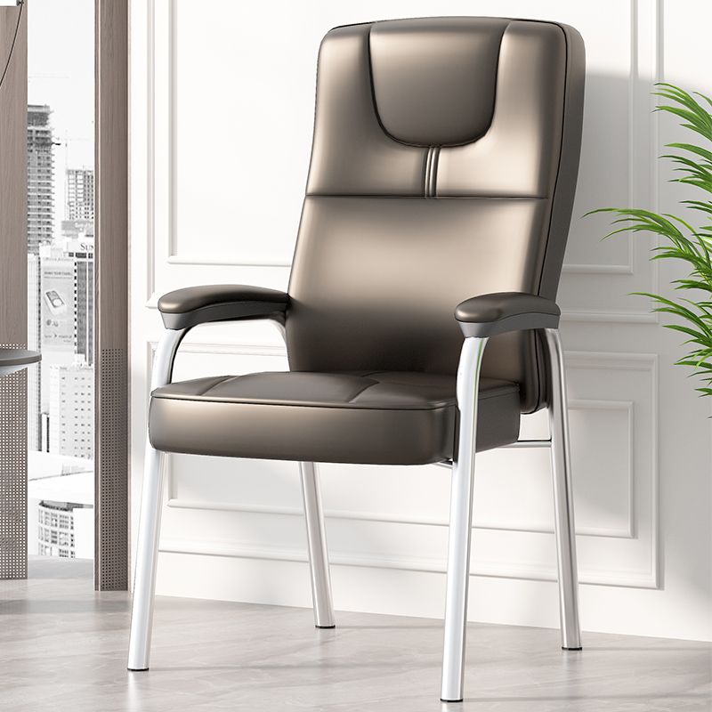 Minimalist Style PU Leather Dining Chair Solid Back Upholstered Arm Single Chair Clearhalo ' kitchen&dining_furn' 'Dining Chairs' 'Dining Tables & Seating' 'dining_chair' 'furn' 'furn_dining_chair' 'Furniture' 'furniture_dining_chair' 'Kitchen & Dining Furniture' 'kitchen' 1200x1200_d62a6d9c-e72b-4b06-9f95-048782788f12