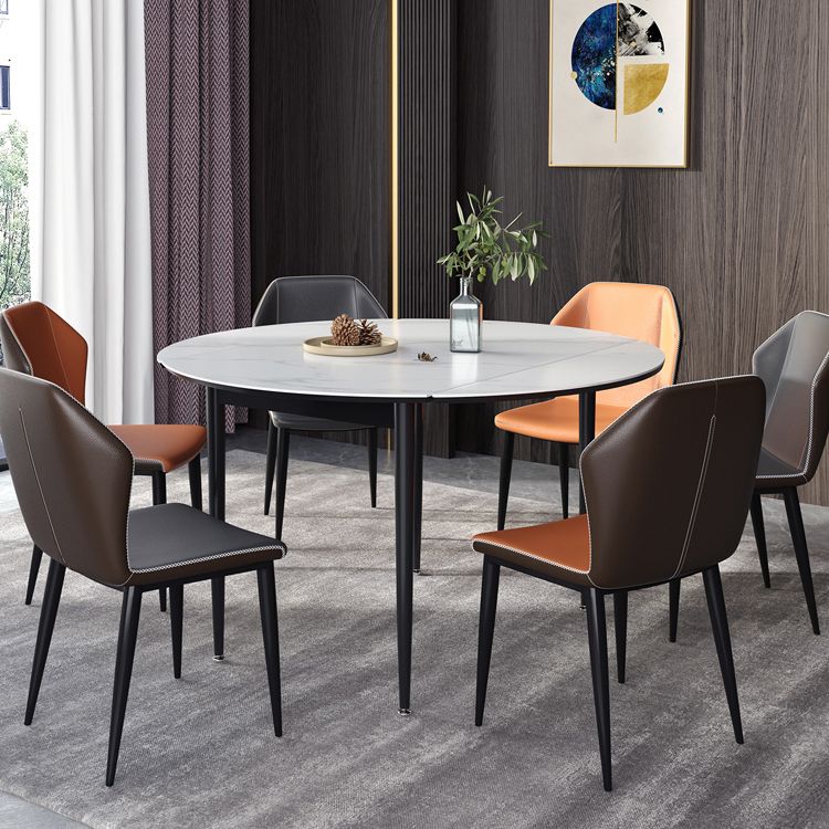 Simplicity Round Dining Table Sintered Stone Table with 4 Black Legs for Dining Room Clearhalo ' dining_table' 'Dining Tables & Seating' 'Dining Tables' 'furn' 'furn_dining_table' 'Furniture' 'furniture_dining_table' 'Kitchen & Dining Furniture' 'kitchen&dining_furn' 'kitchen' 'kitchen_dining_table' 1200x1200_d62ee2c2-0eb3-4530-98a7-8dceb4b96846