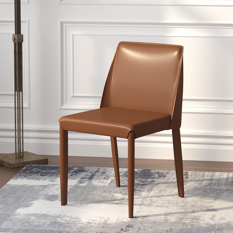 Scandinavian Leather Dining Chairs Solid Back Armless Dining Side Chairs Clearhalo ' kitchen&dining_furn' 'Dining Chairs' 'Dining Tables & Seating' 'dining_chair' 'furn' 'furn_dining_chair' 'Furniture' 'furniture_dining_chair' 'Kitchen & Dining Furniture' 'kitchen' 1200x1200_d62f86f7-7af9-451b-ae17-e6321139cc47