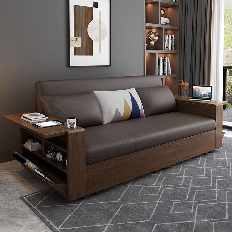 Divano in legno massiccio cuscino a braccio quadrato incluso divano convertibile