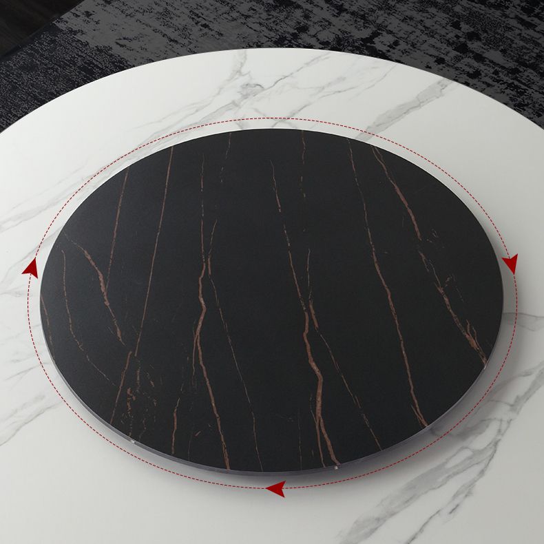 Modern 1/3/4/7 Pieces Dinette Set with White Sintered Stone Top Round Dining Table Set Clearhalo 'Dining Room Sets' 'Dining Tables & Seating' 'dining_room_set' 'furn' 'furn_dining_room_set' 'Furniture' 'furniture_dining_room_set' 'Kitchen & Dining Furniture' 1200x1200_d6339f05-14dd-4207-9173-f9ff9722a74f