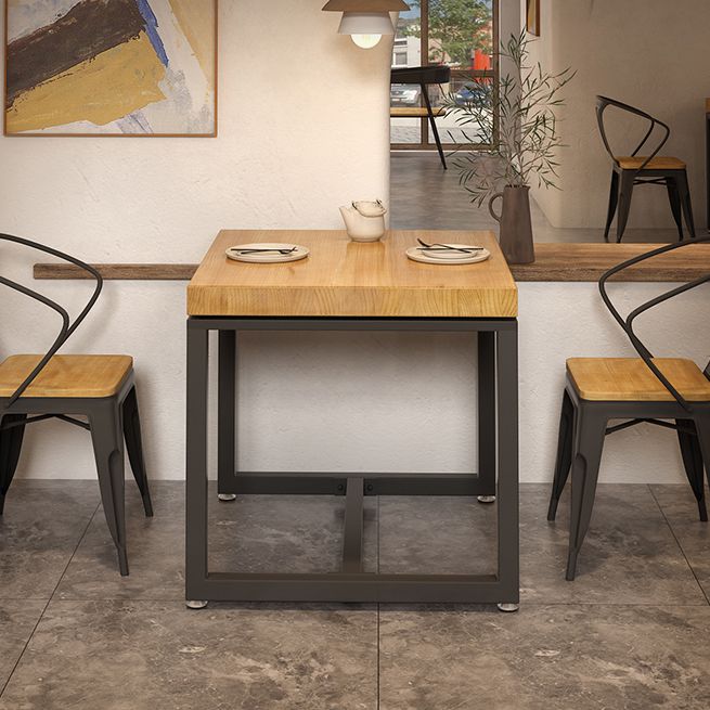 Metal Industrial Square Dining Table Pine Solid Wood Top Table with Trestle Base Clearhalo 'Dining Tables & Seating' 'Dining Tables' 'dining_table' 'furn' 'furn_dining_table' 'Furniture' 'Kitchen & Dining Furniture' 1200x1200_d635a0b9-5e3a-44d1-a58d-510f3003087a