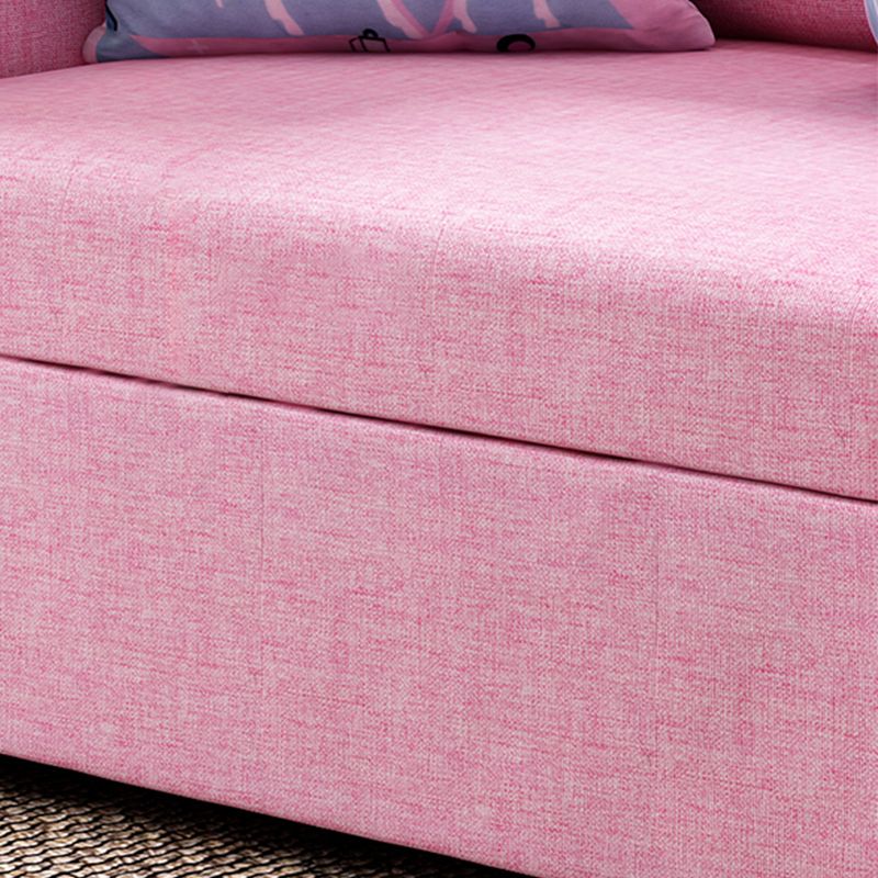 Pink Metal Daybed with Upholstered Contemporary Convertible Kids Bed Clearhalo 'furn' 'furn_futons' 'Furniture' 'Futons & Daybeds' 'Futons' 'Living Room Furniture' 1200x1200_d6370aef-831a-4afd-8136-2ec975c7d67a