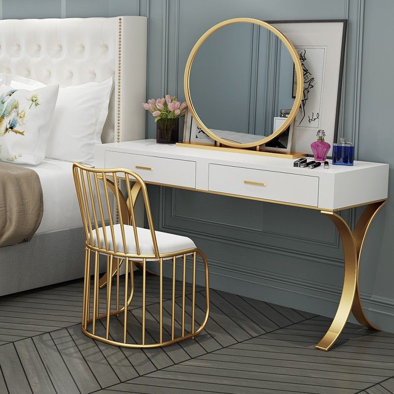 15.74" Wide Bedroom Dressing Table in White Make-up Vanity with 4 Drawers