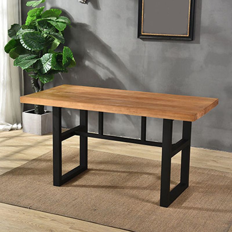 Industrial Solid Wood Top Dining Table Brown Table with Metal Base Clearhalo 'Dining Tables & Seating' 'Dining Tables' 'dining_table' 'furn' 'furn_dining_table' 'Furniture' 'Kitchen & Dining Furniture' 1200x1200_d63913fb-0f65-41cd-8d4b-a809fb0ac5ef