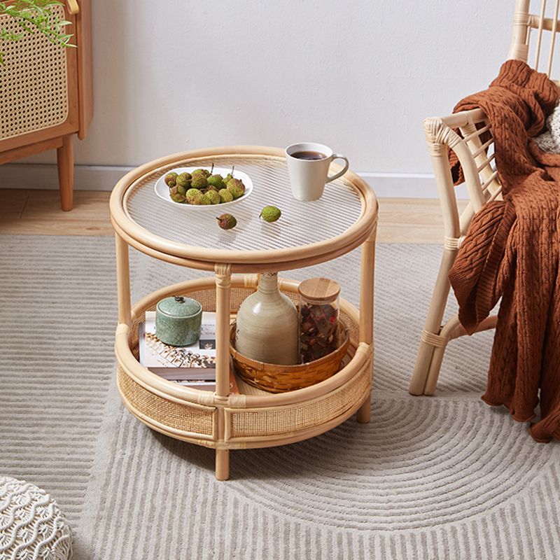 Tropical Cocktail Table Storage Round 4 Legs Coffee Cocktail Table Clearhalo 'Coffee & Accent Tables' 'Coffee Tables' 'coffee_tables' 'furn' 'furn_coffee_tables' 'Furniture' 'Living Room Furniture' 1200x1200_d639d438-912e-4055-b6db-74ec3eb83315