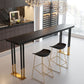 Black Wood Top Bar-height Table with Gold Legs and Metal Base Bar Table