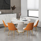 Glam Round Dining Table Set 1/2/5/7 Pieces Dinette Set with White Sintered Stone Top