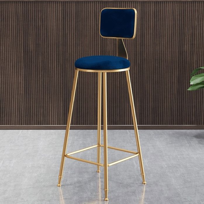 Glam Armless Backrest Counter Stool Steel Cashier Bar Stool with Flannel Cushion and Pedal Clearhalo 'Bar Furniture' 'Bar Stools' 'bar_stools' 'furn' 'furn_bar_stools' 'Furniture' 'furniture_bar_stools' 'Kitchen & Dining Furniture' 1200x1200_d63cf2da-385e-4bb5-8bbe-75ec9ca857ad