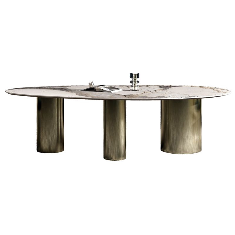 Traditional Luxury Oval Dining Table White Sintered Stone Dining Table with 3 Legs Clearhalo ' dining_table' 'Dining Tables & Seating' 'Dining Tables' 'furn' 'furn_dining_table' 'Furniture' 'furniture_dining_table' 'Kitchen & Dining Furniture' 'kitchen&dining_furn' 'kitchen' 'kitchen_dining_table' 1200x1200_d63dcbc1-f289-481e-8d17-f853cd59cb57