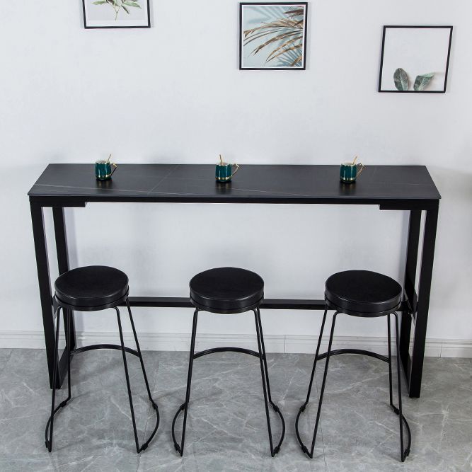 Matte Finish Stone Top Bistro Table with Black Metal Frame for Home Clearhalo 'Bar Furniture' 'Bar Tables' 'bar_tables' 'furn' 'furn_bar_tables' 'Furniture' 'Kitchen & Dining Furniture' 1200x1200_d63e4060-b471-4edb-955d-ae0408f8cc8d