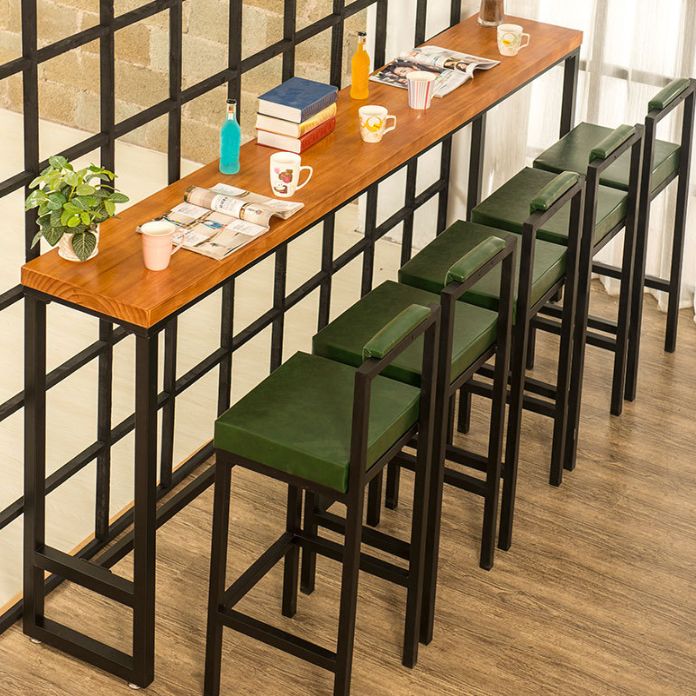 Industrial Bar Table Solid Wood Bar Dining Table with Trestle Base Clearhalo 'Bar Furniture' 'Bar Tables' 'bar_tables' 'furn' 'furn_bar_tables' 'Furniture' 'furniture_bar_tables' 'Kitchen & Dining Furniture' 1200x1200_d63eff6c-74e8-4075-81ca-4ceb9893a7ae