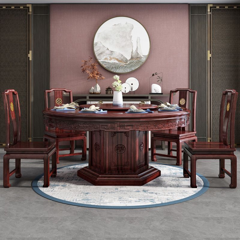 Solid Wood Dining Table Pedestal Round Dinner Table for Dining Room Clearhalo 'Dining Tables & Seating' 'Dining Tables' 'dining_table' 'furn' 'furn_dining_table' 'Furniture' 'Kitchen & Dining Furniture' 1200x1200_d63f4186-9b9a-4a08-a851-f656ca304cf1