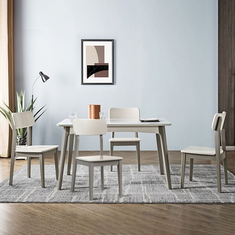 白い長方形のダイナーテーブルセット1/5ピースモダンなダイニングセット
