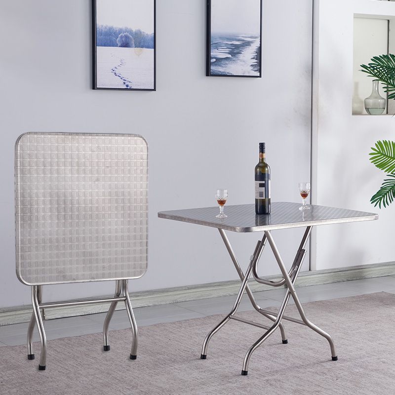 Industrial Style Dining Table Square Stainless Steel Folding Dining Table for Home Use Clearhalo 'Dining Tables & Seating' 'Dining Tables' 'dining_table' 'furn' 'furn_dining_table' 'Furniture' 'Kitchen & Dining Furniture' 1200x1200_d643829e-9405-402d-9243-ba80835c27e3